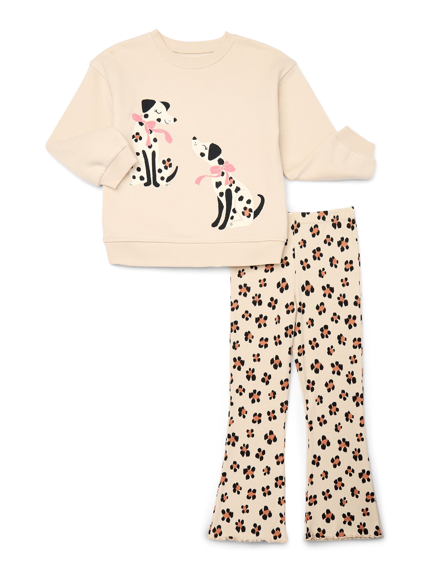 Wonder Nation Little Girls 2-Piece Sweatshirt and Flare Leggings Set, Sizes 4-10