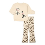 Wonder Nation Little Girls 2-Piece Sweatshirt and Flare Leggings Set, Sizes 4-10