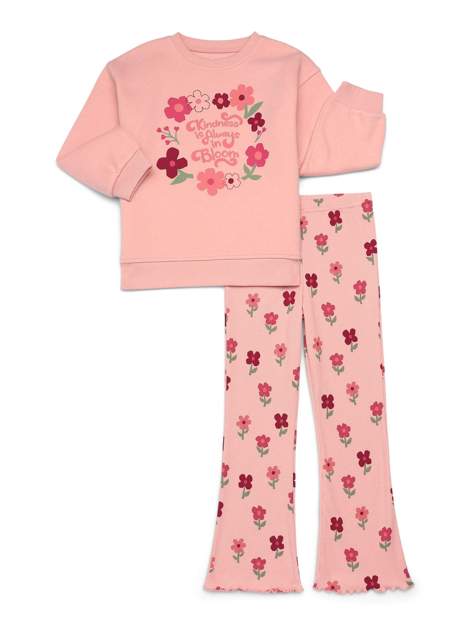 Wonder Nation Little Girls 2-Piece Sweatshirt and Flare Leggings Set, Sizes 4-10