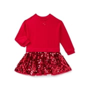 Wonder Nation Girls Sequin Skirt Sweatshirt Dress, Sizes 4-10