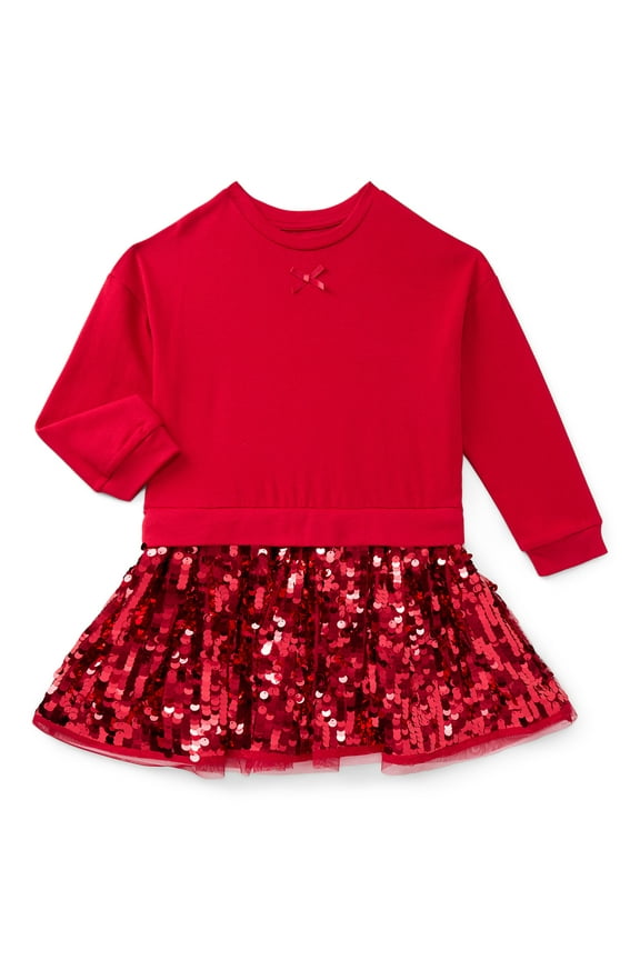 Girls Sequin Skirt Sweatshirt Dress, Sizes 4-10