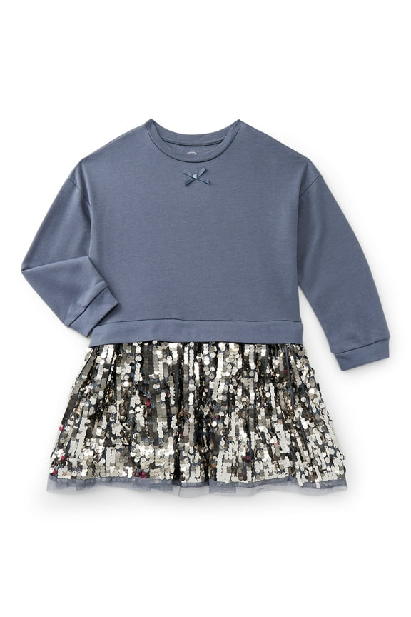 Girls Sequin Skirt Sweatshirt Dress, Sizes 4-10