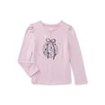 thumbnail image 1 of Wonder Nation Girls Gathered Shoulder Tee with Long Sleeves, Sizes 4-10, 1 of 3