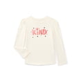 thumbnail image 1 of Wonder Nation Girls Gathered Shoulder Tee with Long Sleeves, Sizes 4-10, 1 of 3