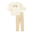 thumbnail image 1 of Wonder Nation Little Girls Ruffle Sweatshirt and Legging Outfit Set, Sizes 4-10, 1 of 3