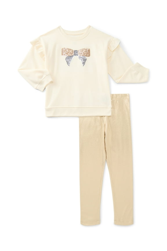Little Girls Ruffle Sweatshirt and Legging Outfit Set, Sizes 4-10