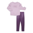 thumbnail image 1 of Wonder Nation Little Girls Ruffle Sweatshirt and Legging Outfit Set, Sizes 4-10, 1 of 3