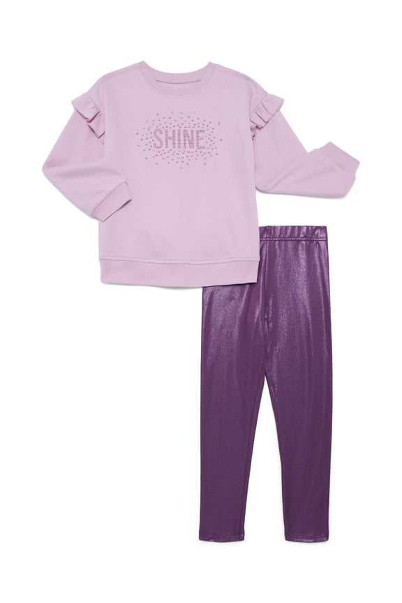 Little Girls Ruffle Sweatshirt and Legging Outfit Set, Sizes 4-10
