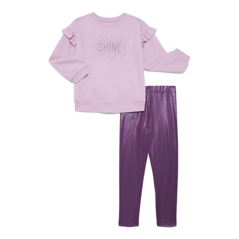 Little Girls Ruffle Sweatshirt and Legging Outfit Set, Sizes 4-10