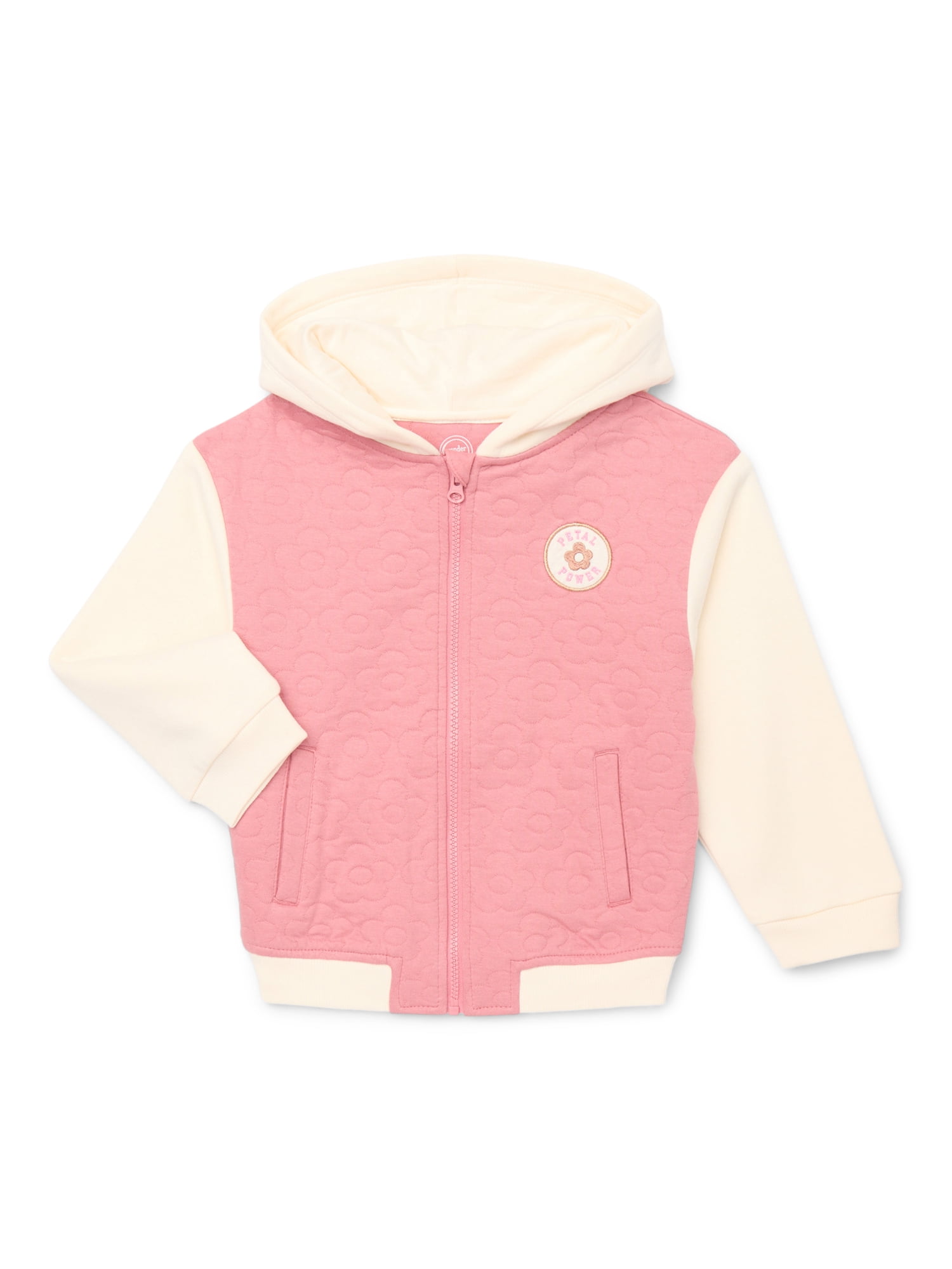 Wonder Nation Little Girls Quilted Zip-Up Bomber Jacket, Sizes 4-10