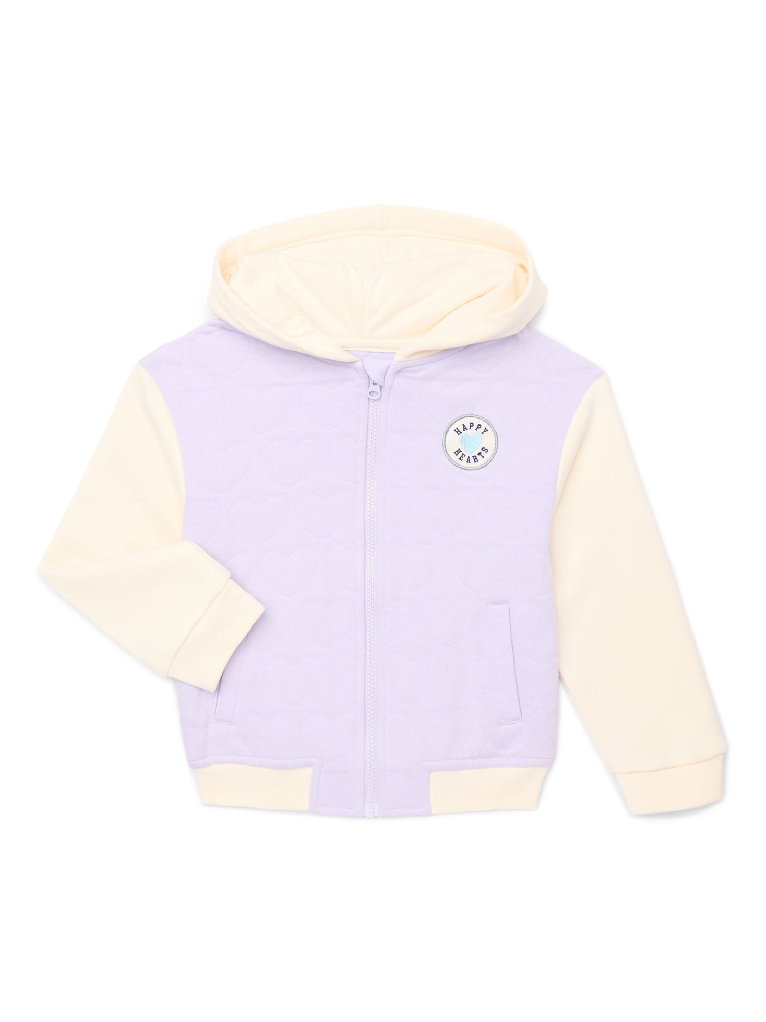 Wonder Nation Little Girls Quilted Zip-Up Bomber Jacket, Sizes 4-10