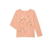 Wonder Nation Little Girls Long Sleeve Graphic Tee, Sizes 4-10