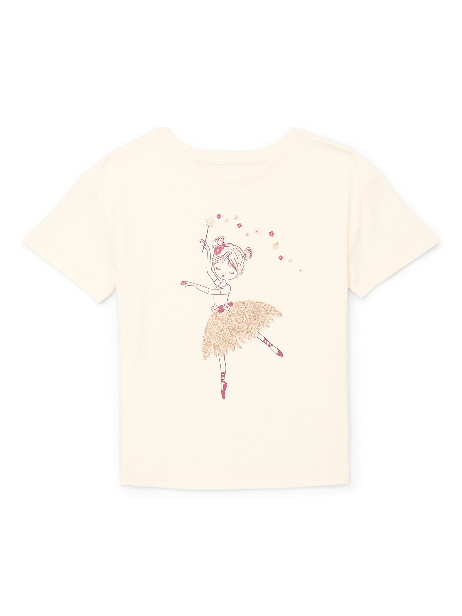 Wonder Nation Little Girls Short Sleeve Graphic Tee, Sizes 4-10