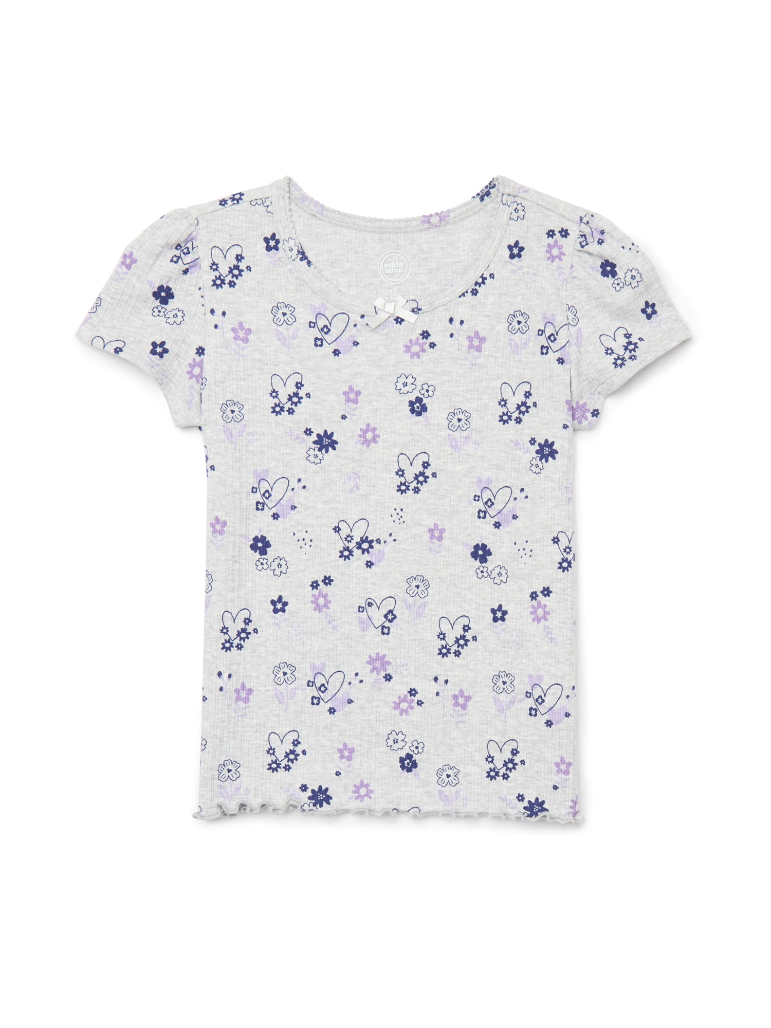 Girls Lettuce Edge Short Sleeve Shirt - Ruffle Trim Toddler Top, Soft Cotton Interlock Tee For Casual Wear & DIY Decorating 6 thumbnail image