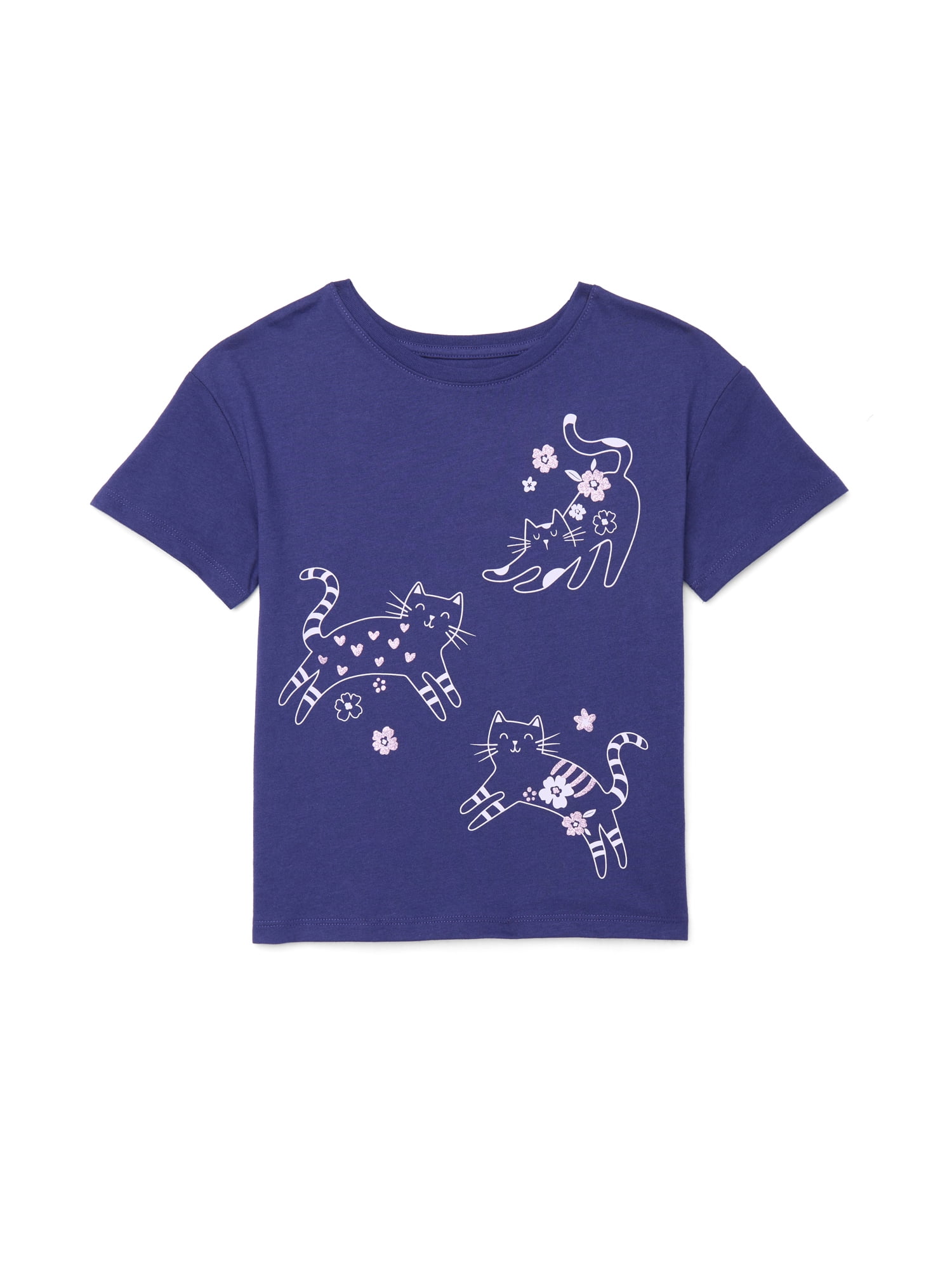 Wonder Nation Little Girls Short Sleeve Graphic Tee, Sizes 4-10