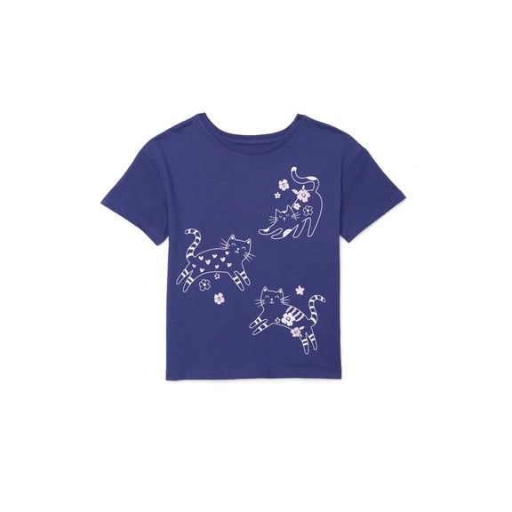 Wonder Nation Little Girls Short Sleeve Graphic Tee, Sizes 4-10
