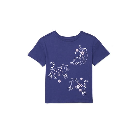 Wonder Nation Little Girls Short Sleeve Graphic Tee, Sizes 4-10