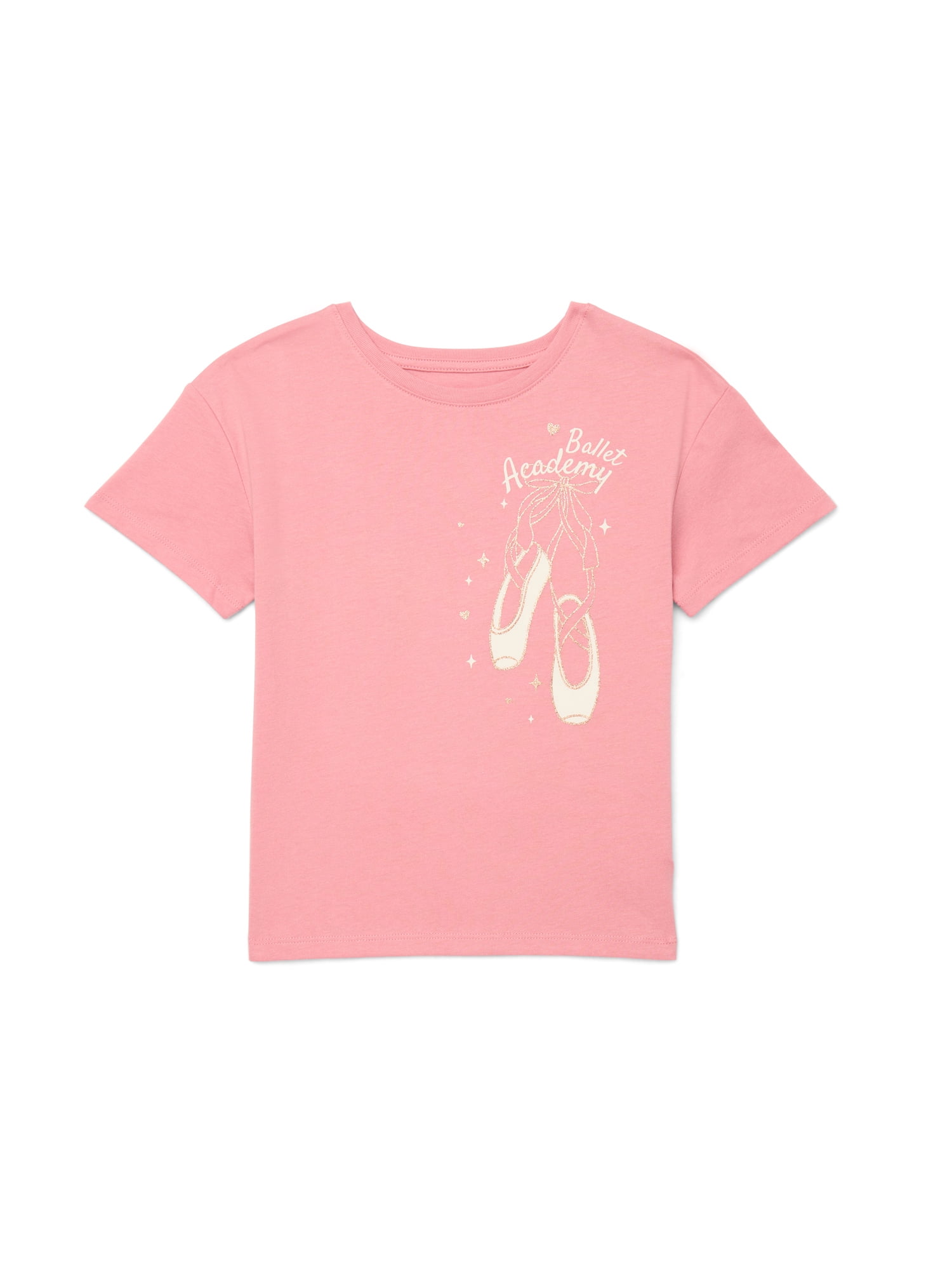 Wonder Nation Little Girls Short Sleeve Graphic Tee, Sizes 4-10
