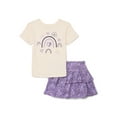 thumbnail image 1 of Wonder Nation Little Girls 2-Piece Short Sleeve Graphic Tee and Skirt Set, Sizes 4-10, 1 of 3