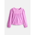 thumbnail image 1 of Wonder Nation Girls Puff Print Top with Long Sleeves, Sizes 4-18, 1 of 3