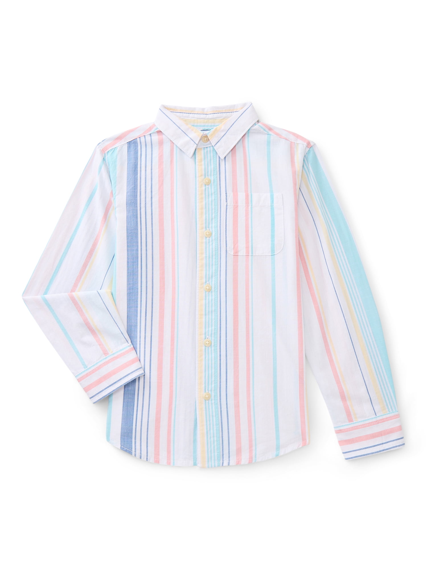 Wonder Nation Boys Long Sleeve Button Down Shirt, Sizes 4-18 & Husky