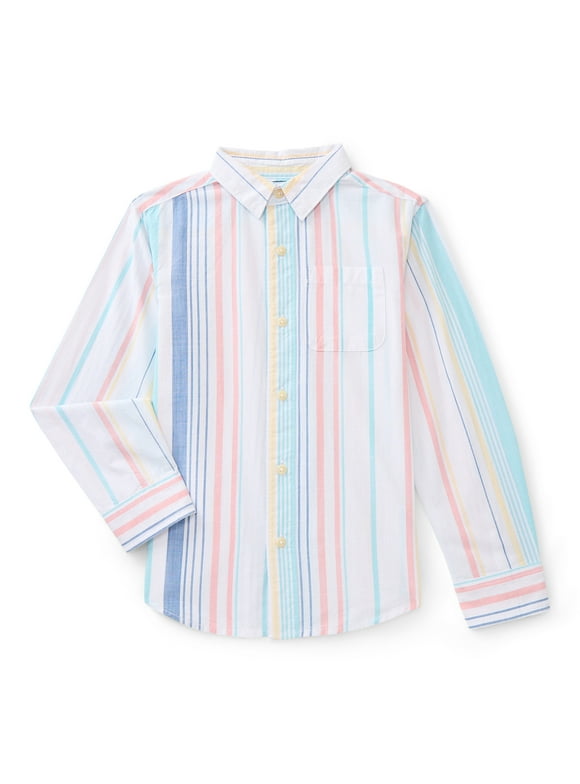 Boys Long Sleeve Button Down Shirt, Sizes 4-18 & Husky