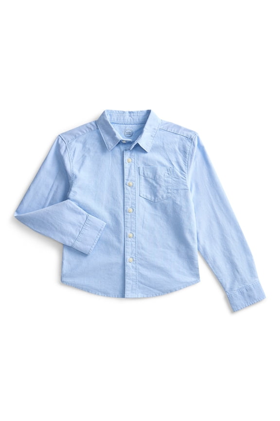 Boys Cotton Button Down Shirt with Long Sleeves, Sizes 4-18 & Husky