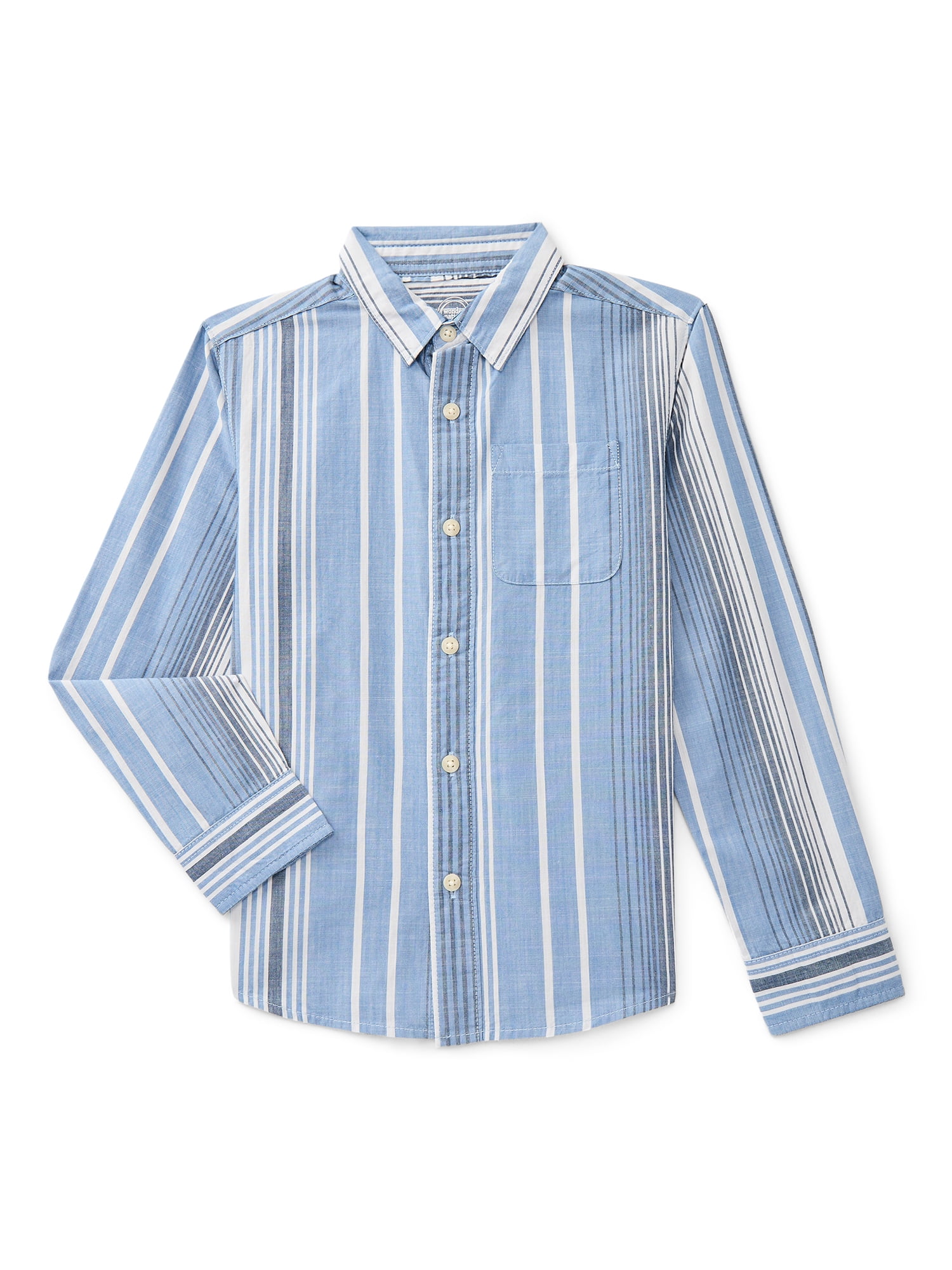 Wonder Nation Boys Long Sleeve Button Down Shirt, Sizes 4-18 & Husky
