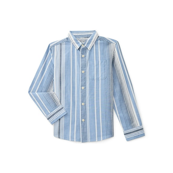 Wonder Nation Boys Long Sleeve Button Down Shirt, Sizes 4-18 & Husky