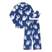 Wonder Nation Boys Long Sleeve Button Front Pajama Top and Pants Set, 2-Piece, Sizes 4-18