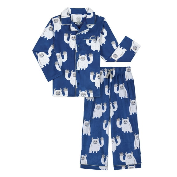 Wonder Nation Boys Long Sleeve Button Front Pajama Top and Pants Set, 2-Piece, Sizes 4-18