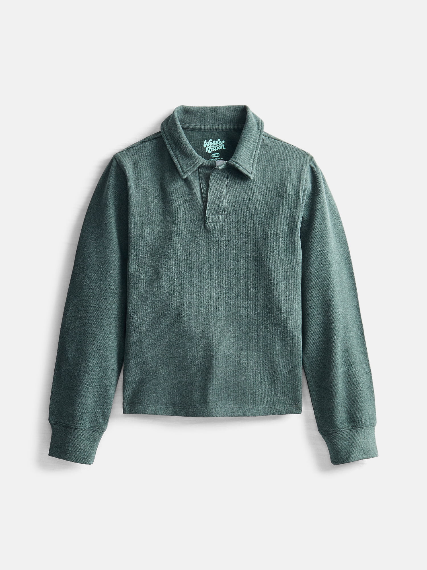 Wonder Nation Boys Cozy Polo Shirt with Long Sleeves, Sizes XS-XXL and Husky