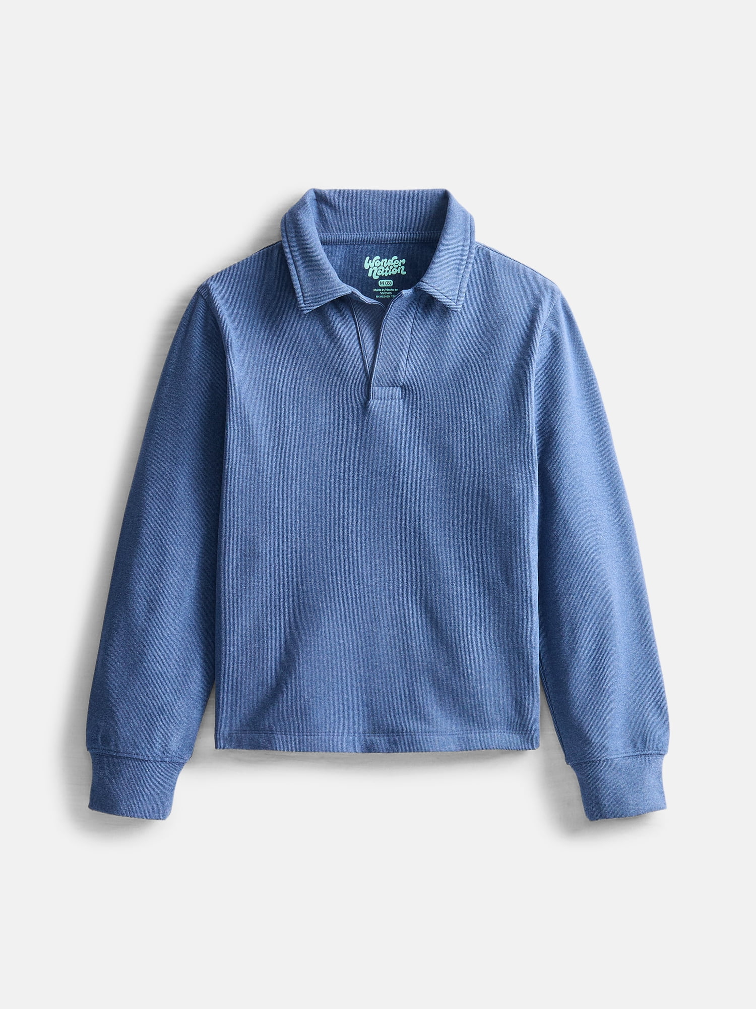 Wonder Nation Boys Cozy Polo Shirt with Long Sleeves, Sizes XS-XXL and Husky