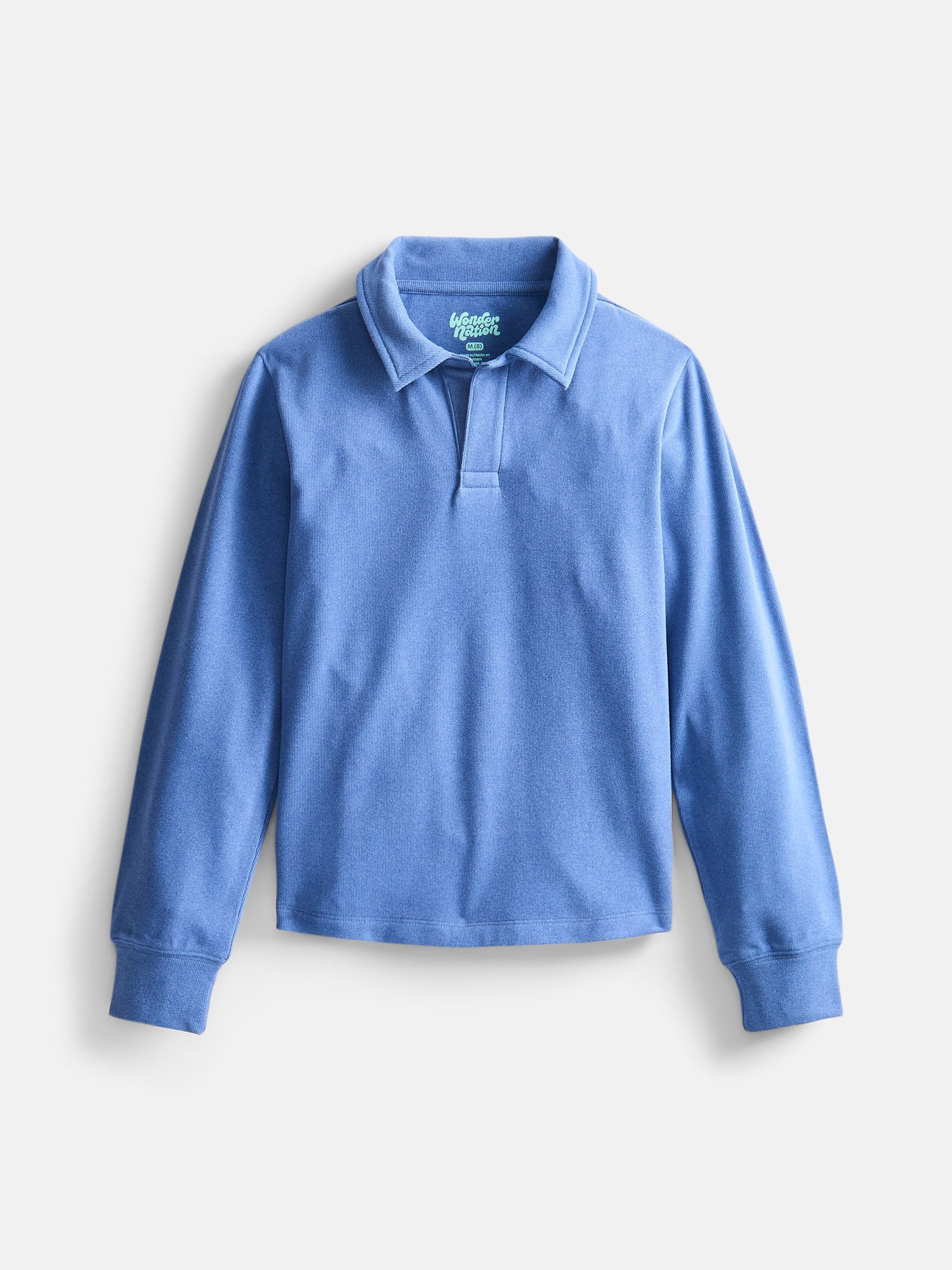 Wonder Nation Boys Cozy Polo Shirt with Long Sleeves, Sizes XS-XXL and Husky
