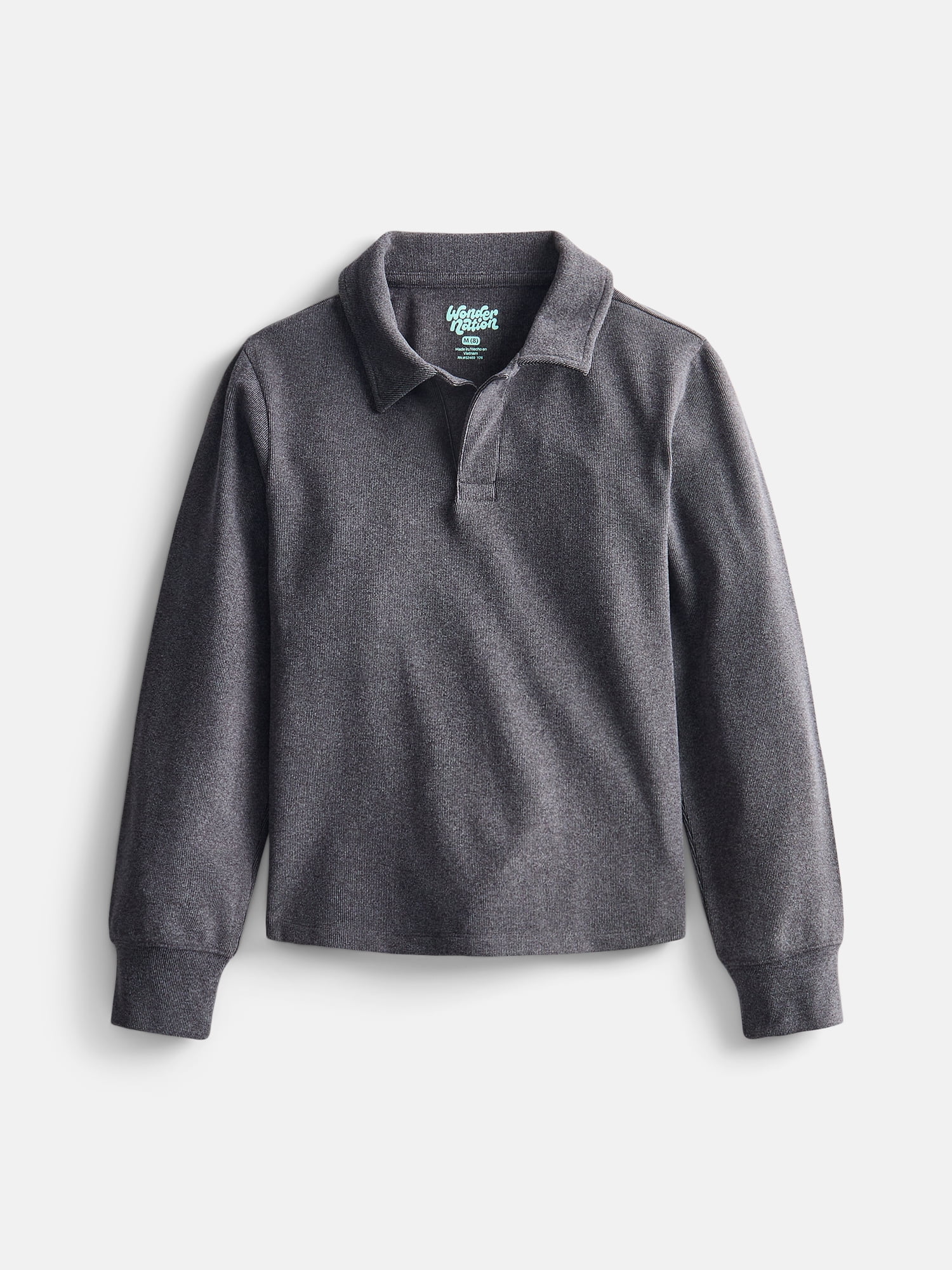 Wonder Nation Boys Cozy Polo Shirt with Long Sleeves, Sizes XS-XXL and Husky