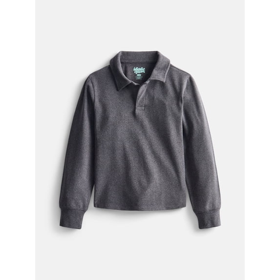 Wonder Nation Boys Cozy Polo Shirt with Long Sleeves, Sizes XS-XXL and Husky