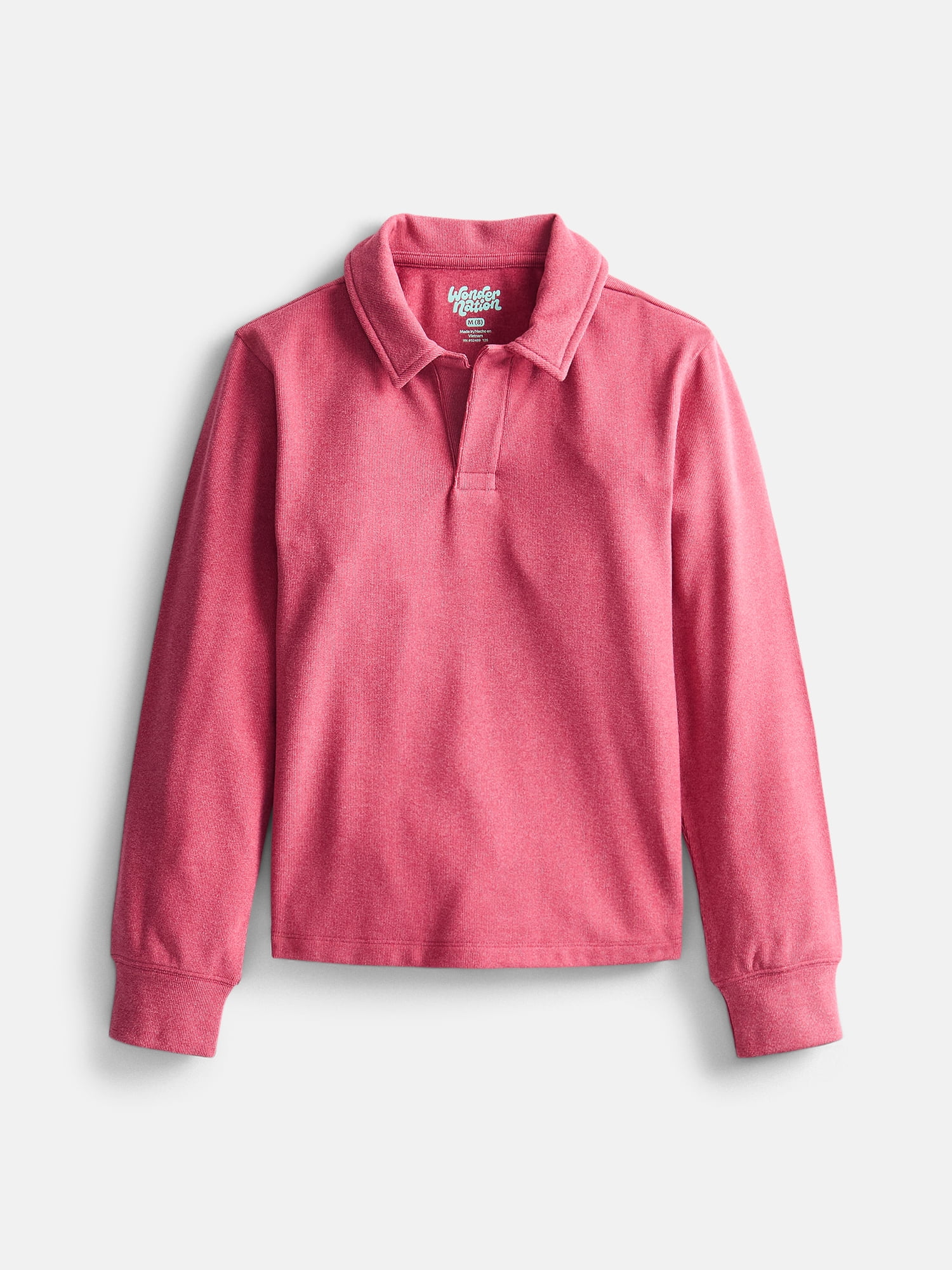 Wonder Nation Boys Cozy Polo Shirt with Long Sleeves, Sizes XS-XXL and Husky