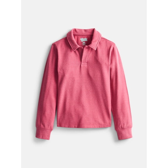Wonder Nation Boys Cozy Polo Shirt with Long Sleeves, Sizes XS-XXL and Husky