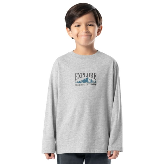 Wonder Nation Boy's Long Sleeve Elevated Graphic T-Shirt, Sizes 4-18 & Husky
