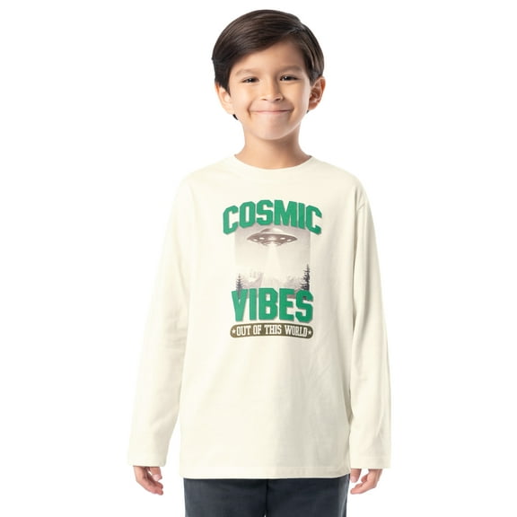 Wonder Nation Boy's Long Sleeve Elevated Graphic T-Shirt, Sizes 4-18 & Husky