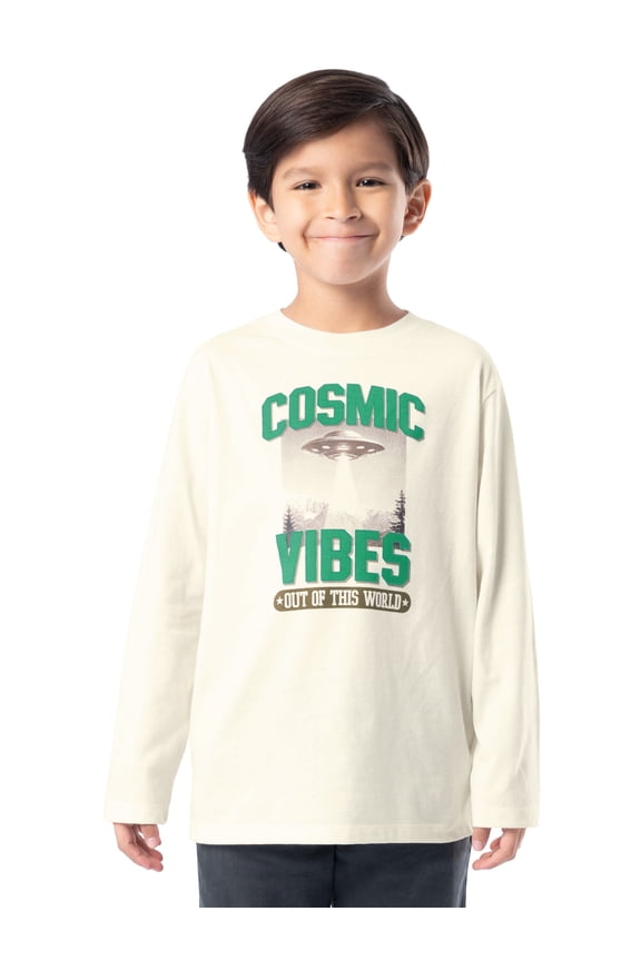Boy's Long Sleeve Elevated Graphic T-Shirt, Sizes 4-18 & Husky