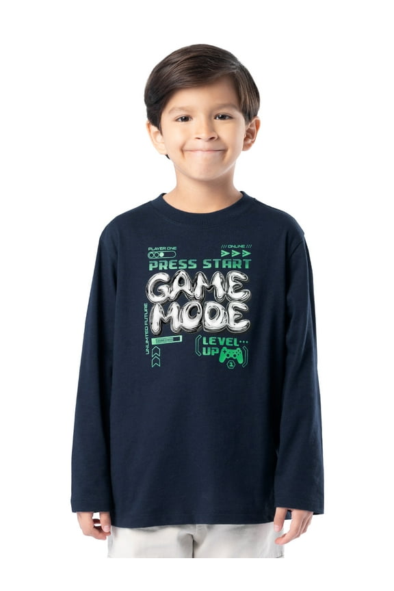 Boy's Long Sleeve Elevated Graphic T-Shirt, Sizes 4-18 & Husky