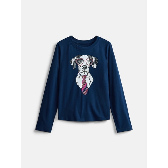 Wonder Nation Girls Embellished Tee with Long Sleeves, Sizes 4-18 & Plus