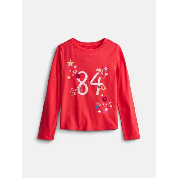 Wonder Nation Girls Embellished Tee with Long Sleeves, Sizes 4-18 & Plus