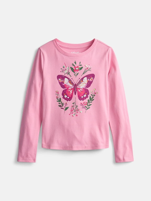 Girls Embellished Tee with Long Sleeves, Sizes 4-18 & Plus