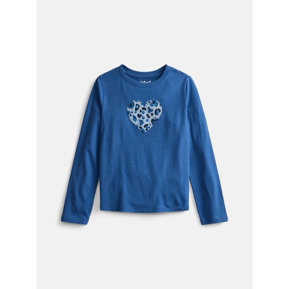 Wonder Nation Girls Embellished Tee with Long Sleeves, Sizes 4-18 & Plus
