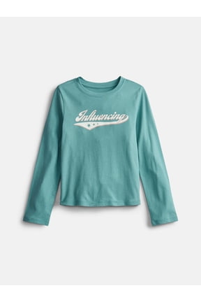 Girls Embellished Tee with Long Sleeves, Sizes 4-18 & Plus