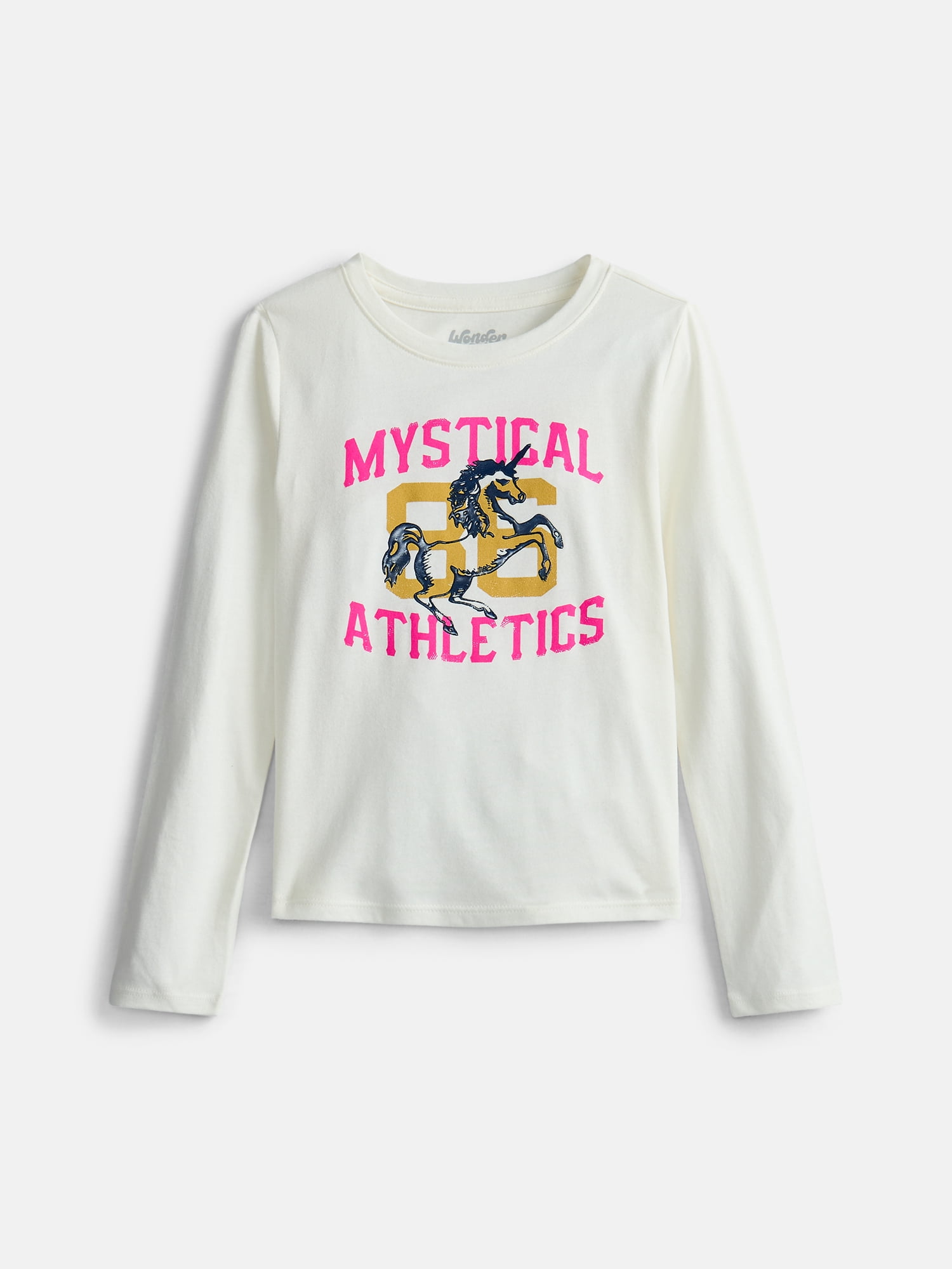 Wonder Nation Girls Embellished Tee with Long Sleeves, Sizes 4-18 & Plus