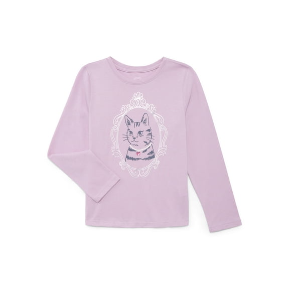 Wonder Nation Girls Embellished Tee with Long Sleeves, Sizes 4-18 & Plus