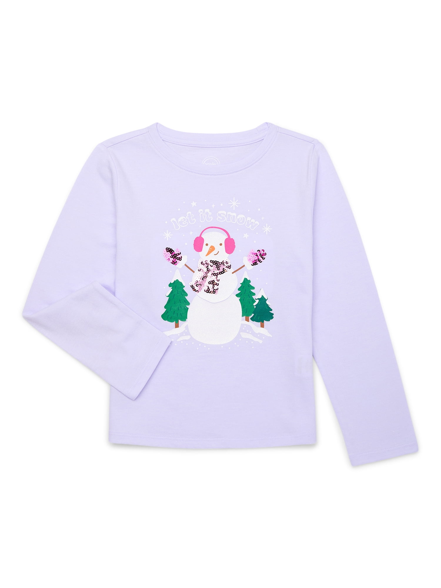 Wonder Nation Girls Long Sleeve Embellished T-Shirt, Sizes 4-18 & Plus
